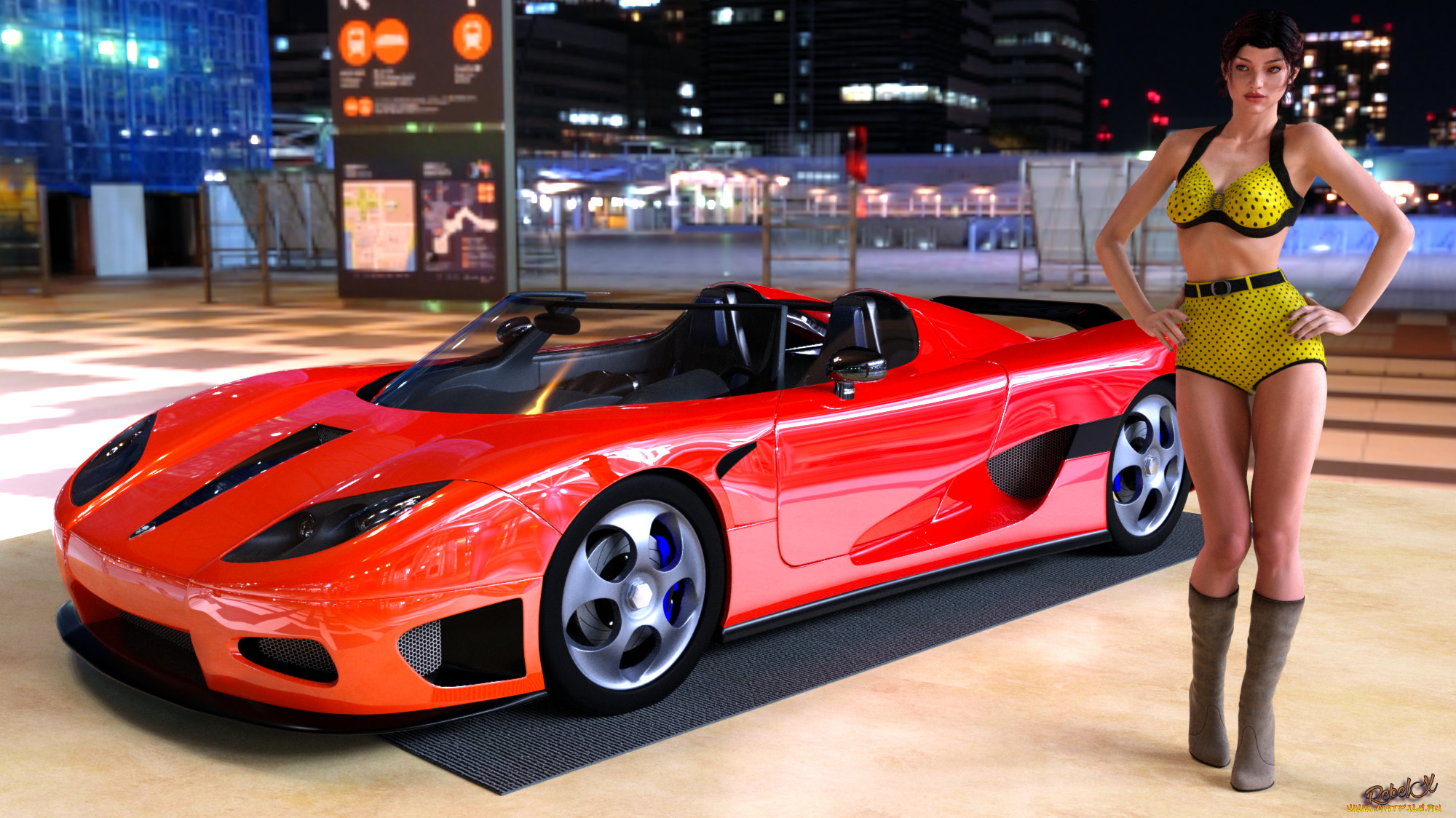 , 3d car&girl, , , , 
